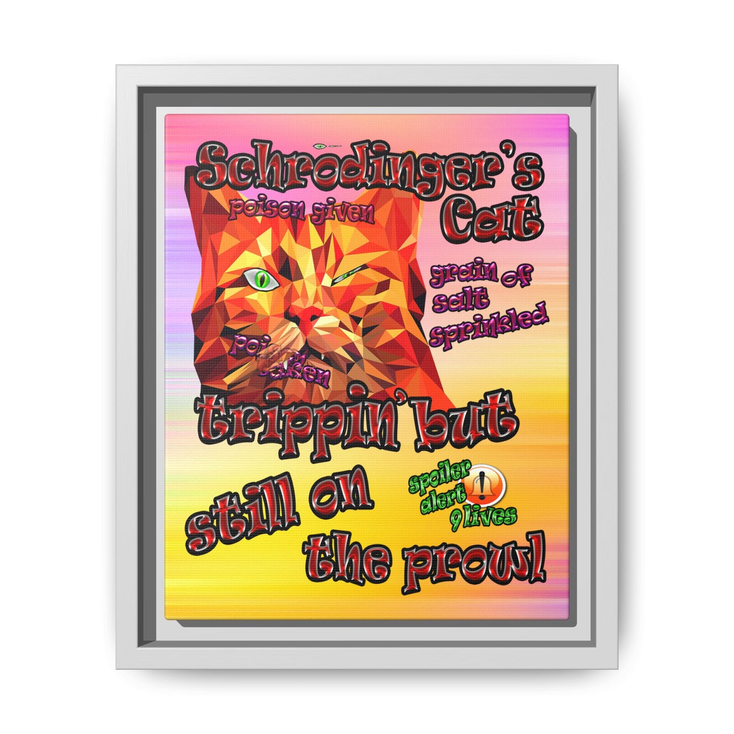 schrodinger's cat - framed canvas art (color blur)