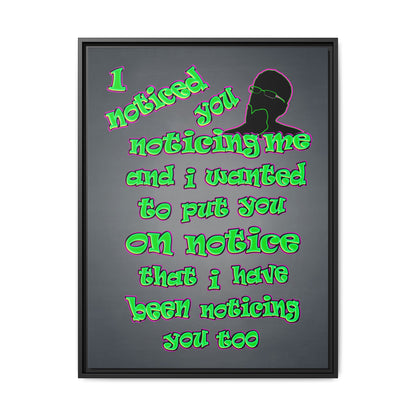 noticed you noticing - framed canvas art (grey-light grey)