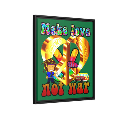 love peace - framed canvas art (dark green)