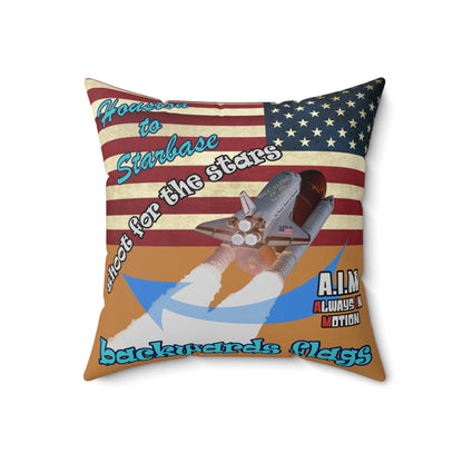 shoot for the stars - Spun Polyester Square Pillow - (light brown)