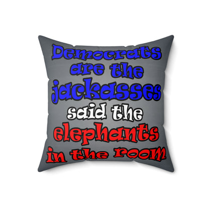 donkeys and elephants - Spun Polyester Square Pillow - (grey-light grey)