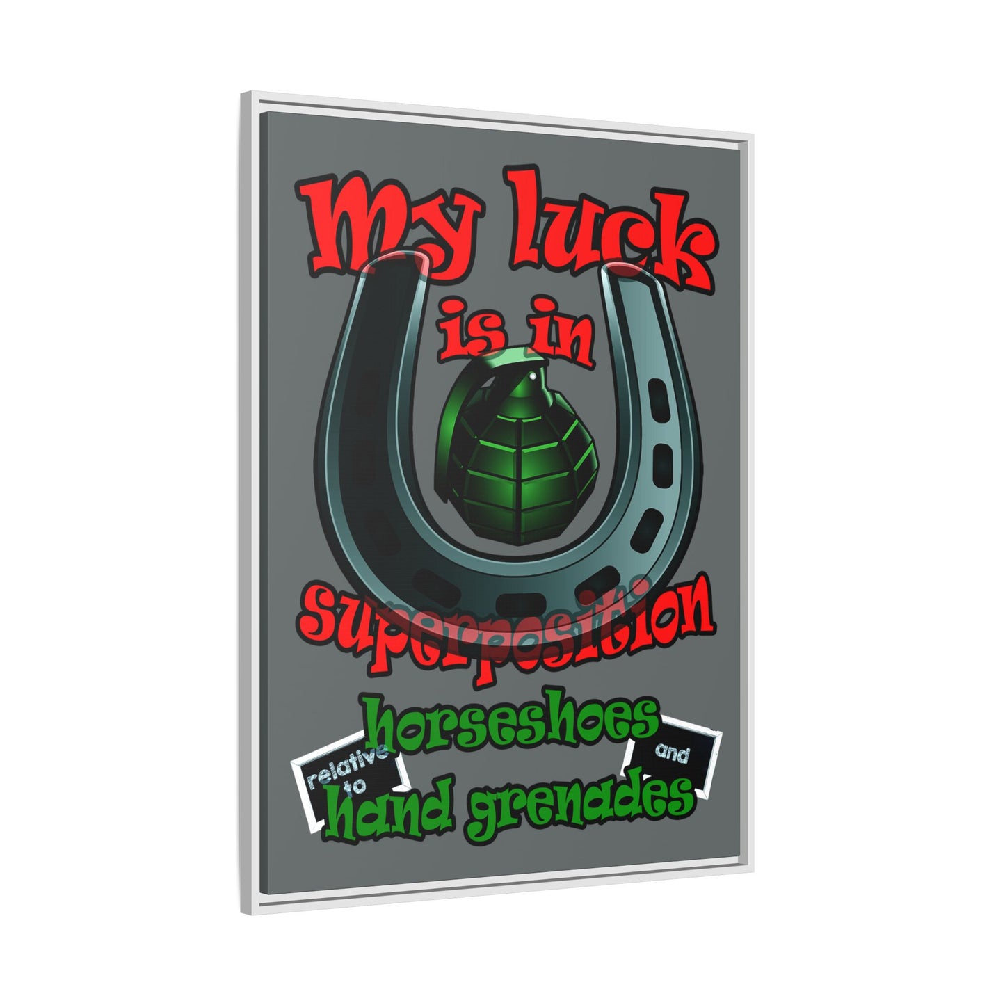 my luck - framed canvas art (dark grey)
