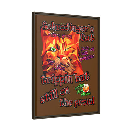 schrodinger's cat - framed canvas art (brown)