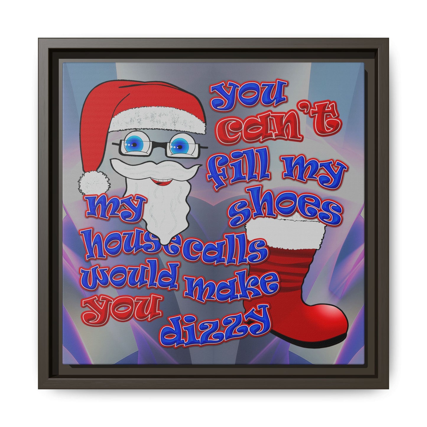 santa's shoes - framed canvas art (grey-pink wave)