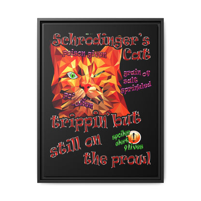 schrodinger's cat - framed canvas art (black)