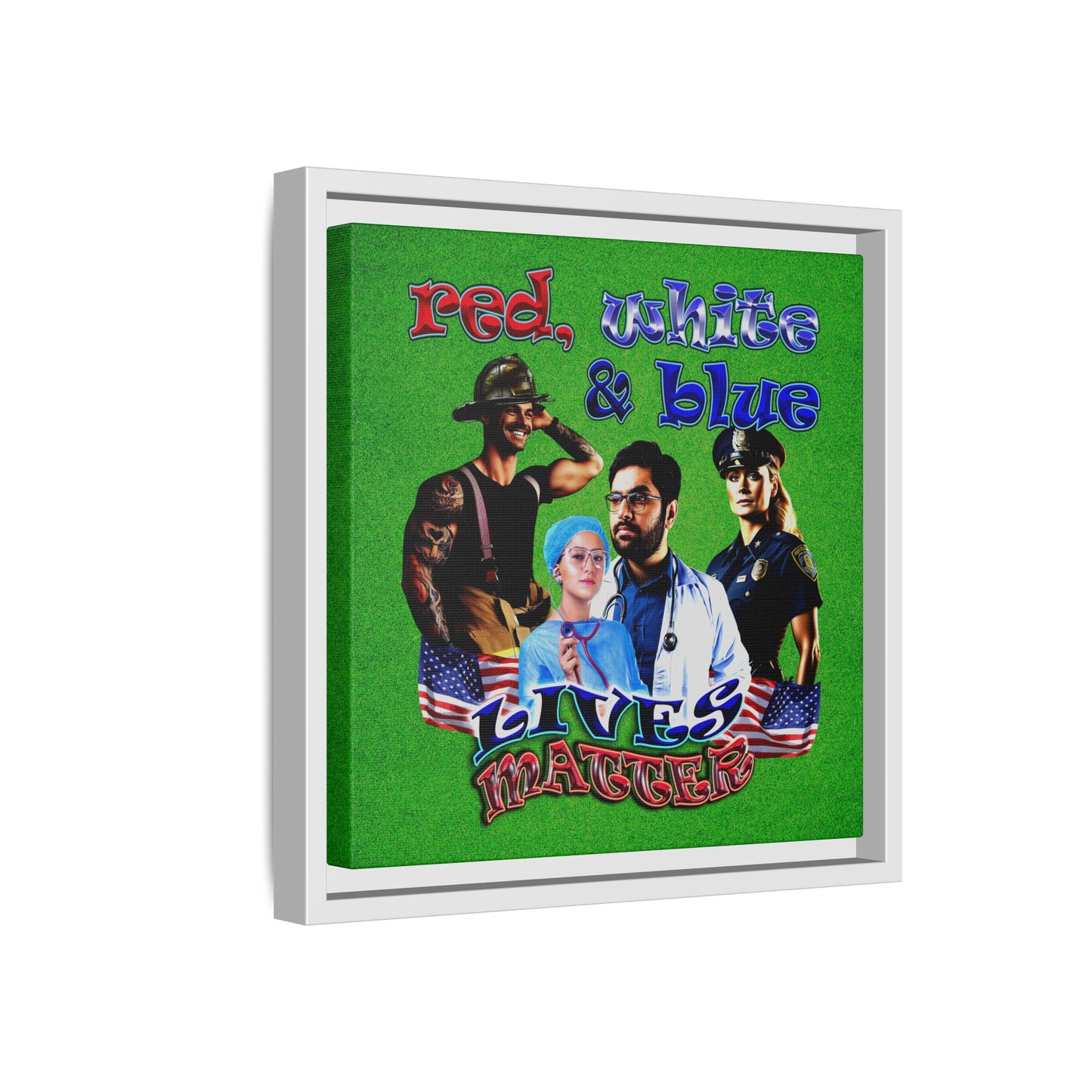 rw&b lives matter - framed canvas art (green turf)
