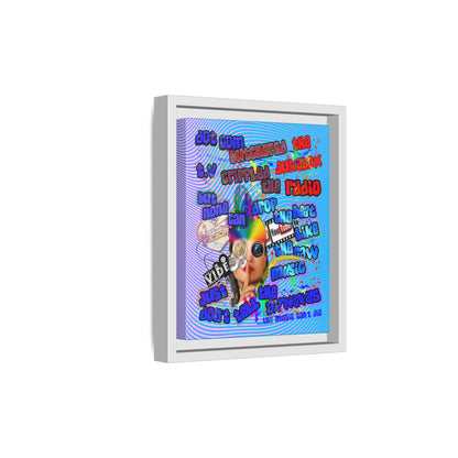 drop the beat - framed canvas art (light blue-purple wave)
