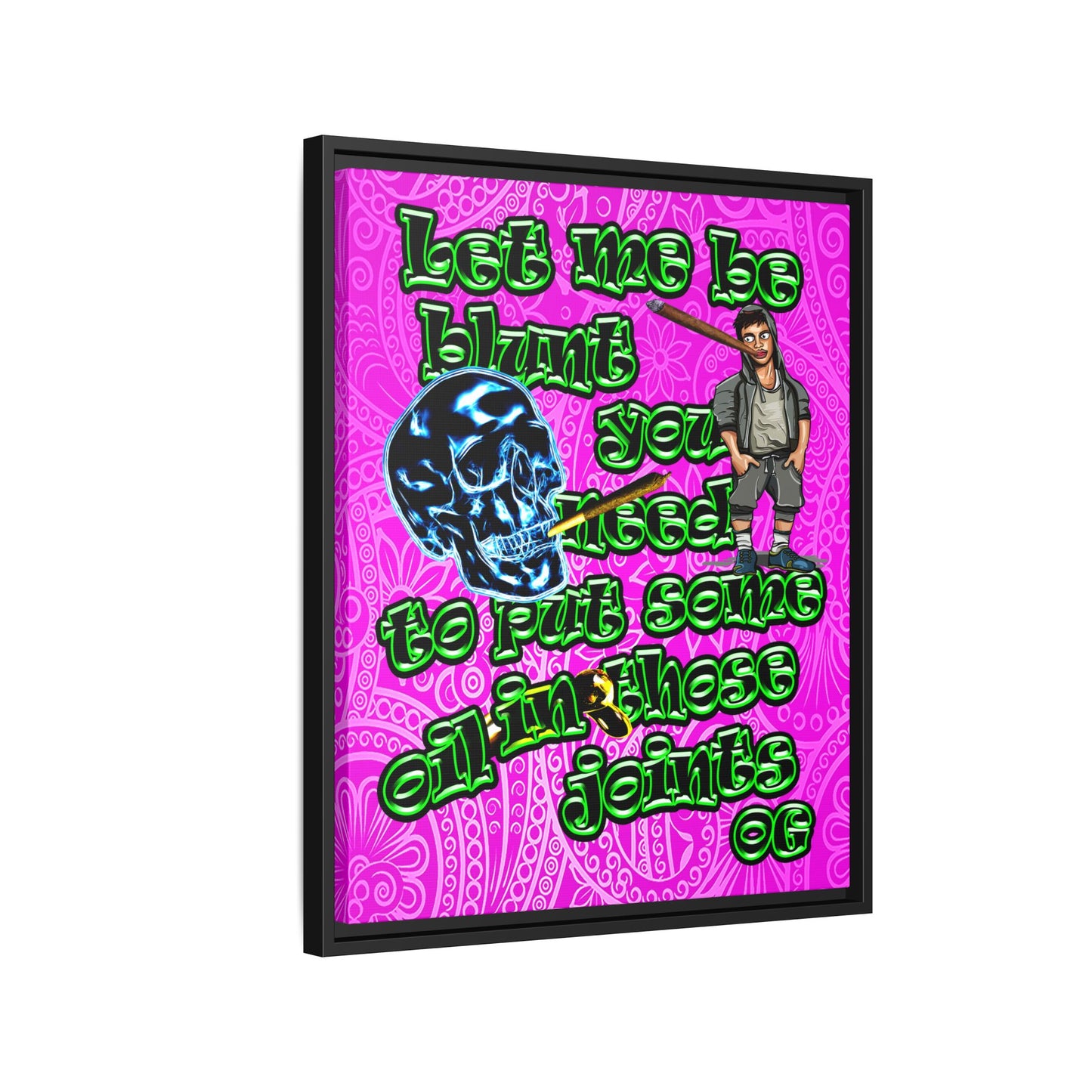 og - framed canvas art (pink swirl)