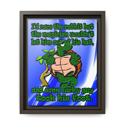 turtle race - framed canvas art (blue-white wave)