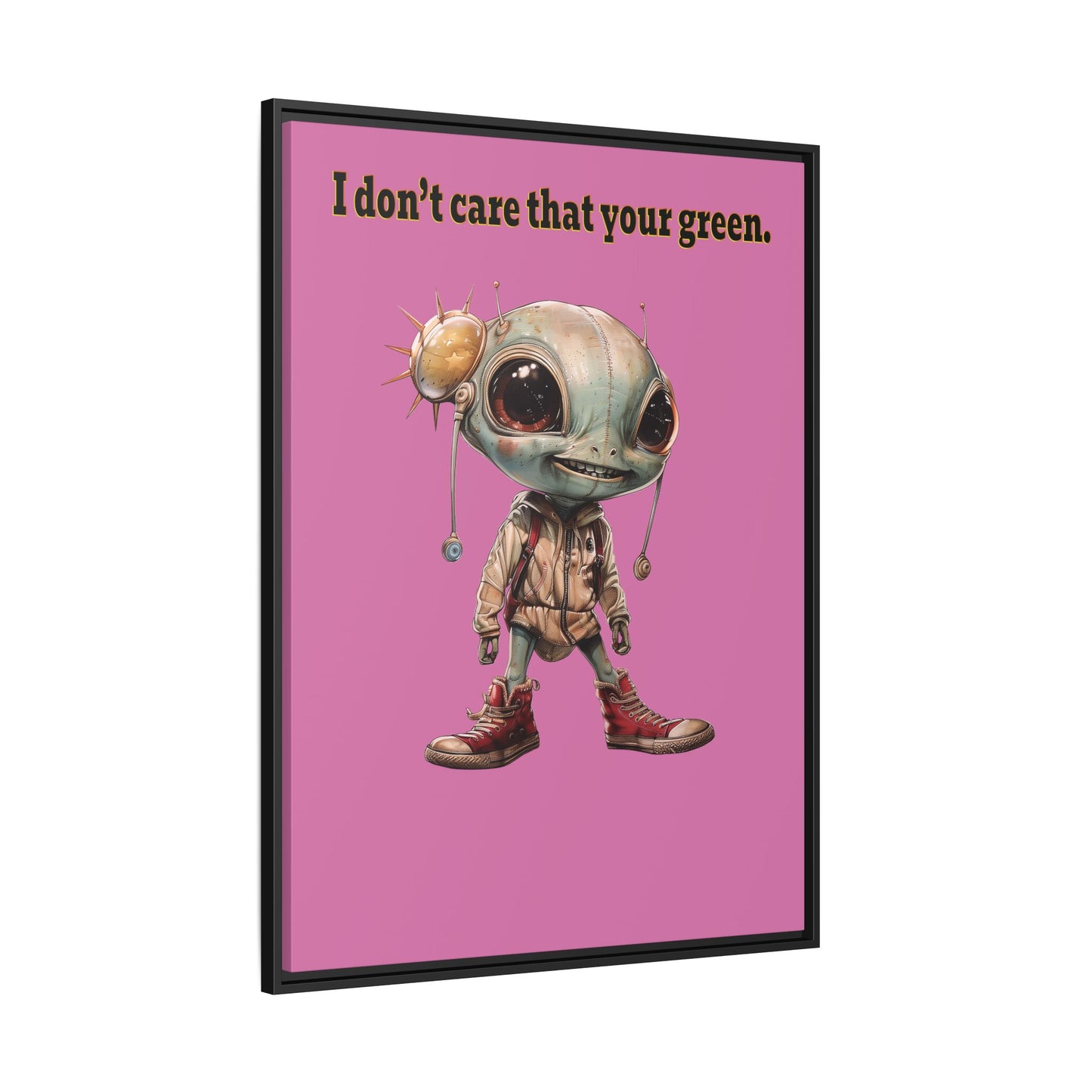 I don't care that your green - framed canvas art (light pink)