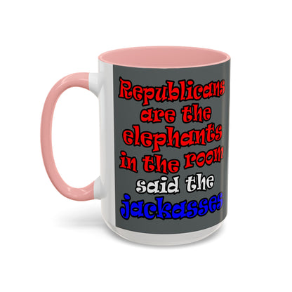 donkeys and elephants - Accent Mug (dark grey)