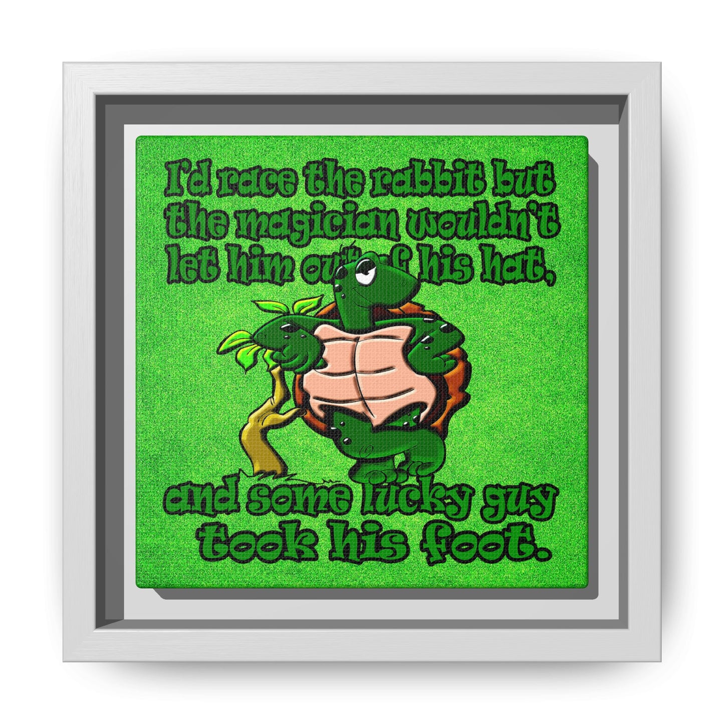 turtle race - framed canvas art (green turf)