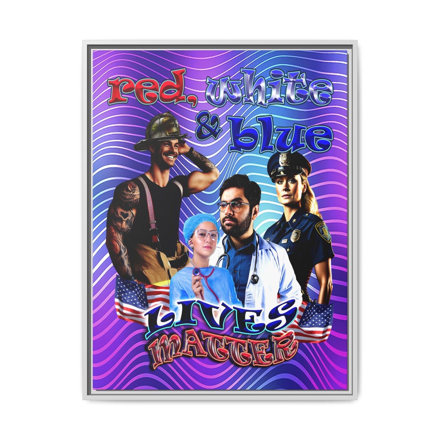 rw&b lives matter - framed canvas art (purple wave)
