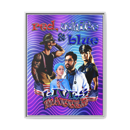 rw&b lives matter - framed canvas art (purple wave)