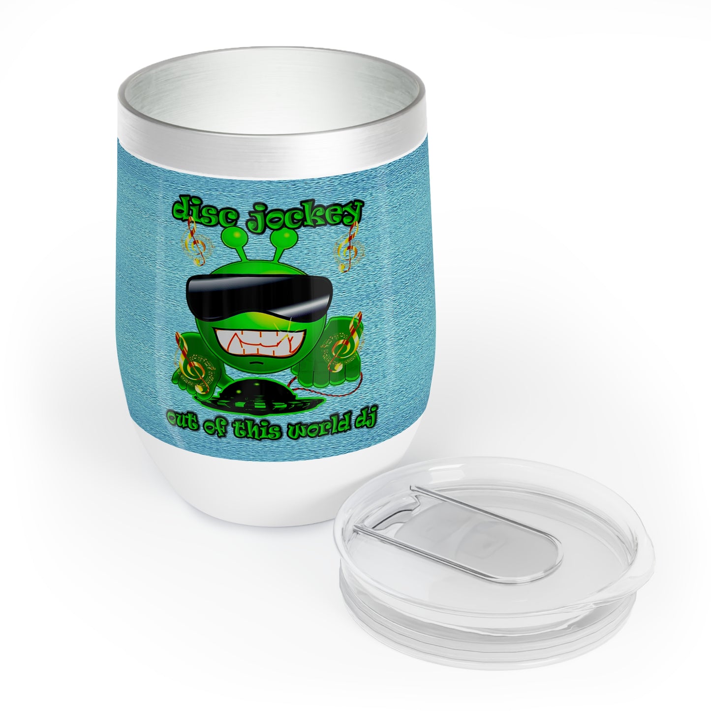 disc jockey - Chill Wine Tumbler (faded blue)