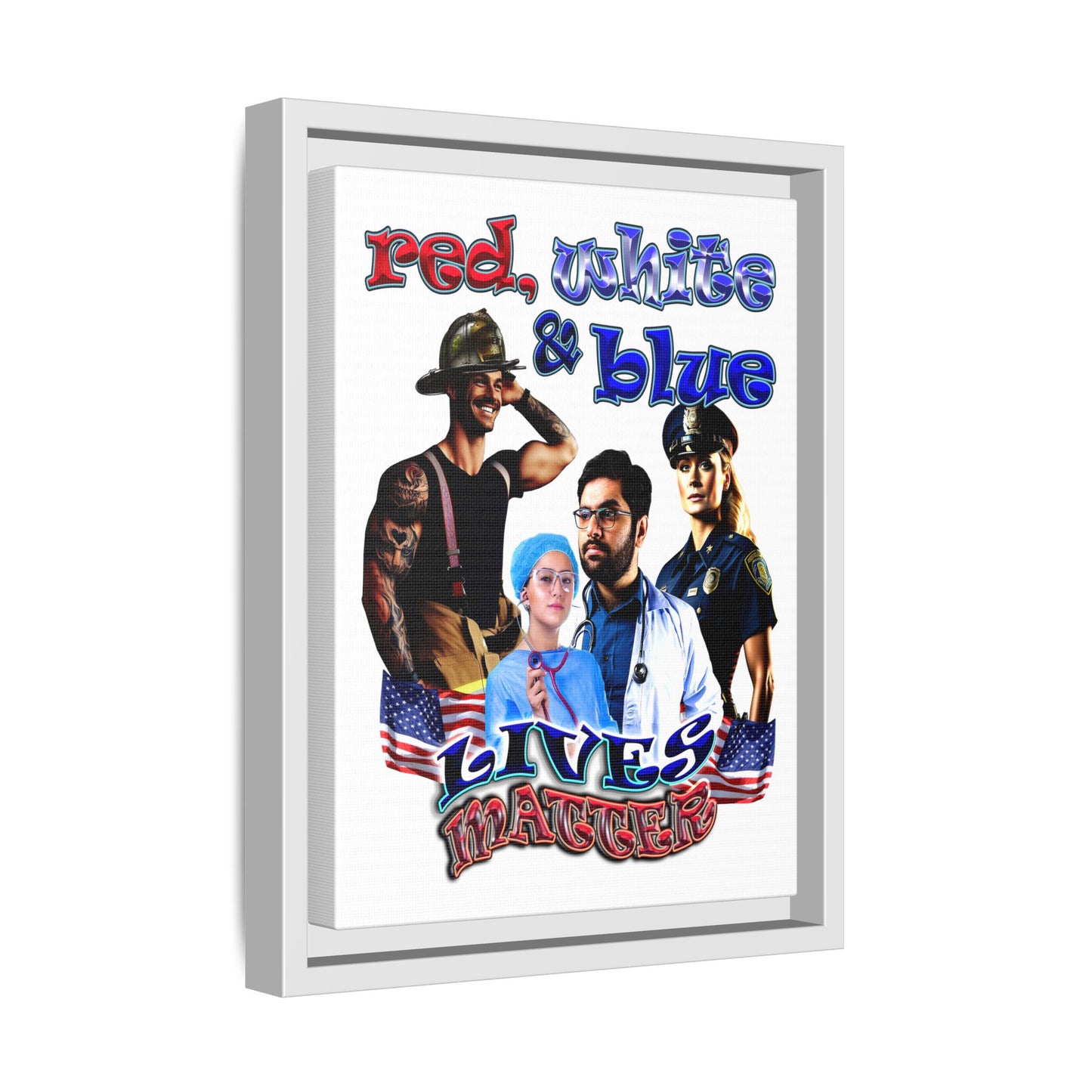 rw&b lives matter - framed canvas art (white)