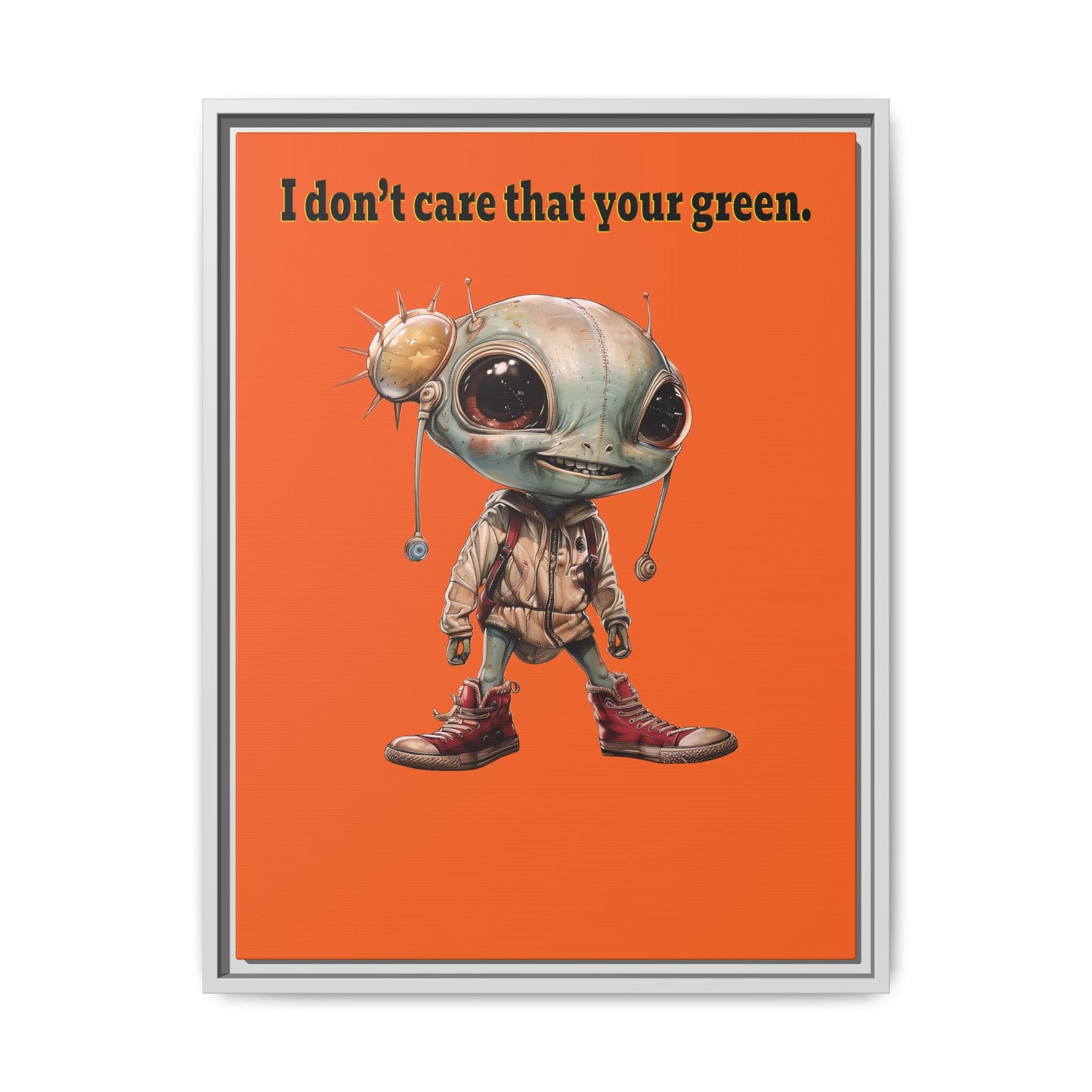 I don't care that your green - framed canvas art (orange)