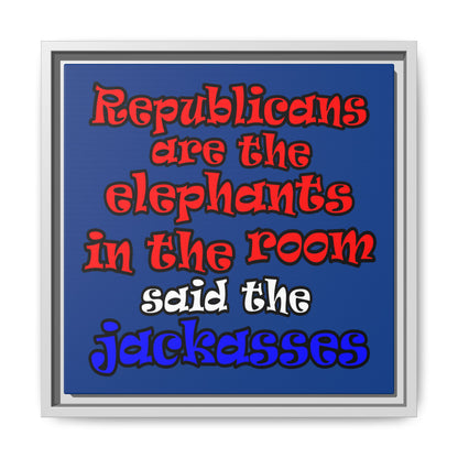 donkeys and elephants - framed canvas art (dark blue)