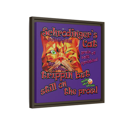 schrodinger's cat - framed canvas art (purple)