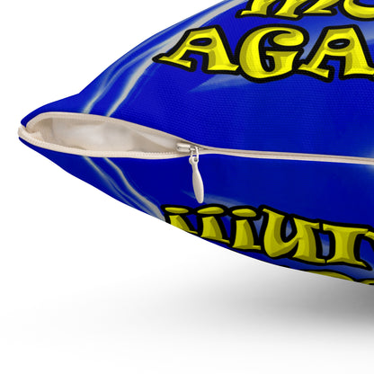 shoot the moon again - Spun Polyester Square Pillow - (blue-white wave)