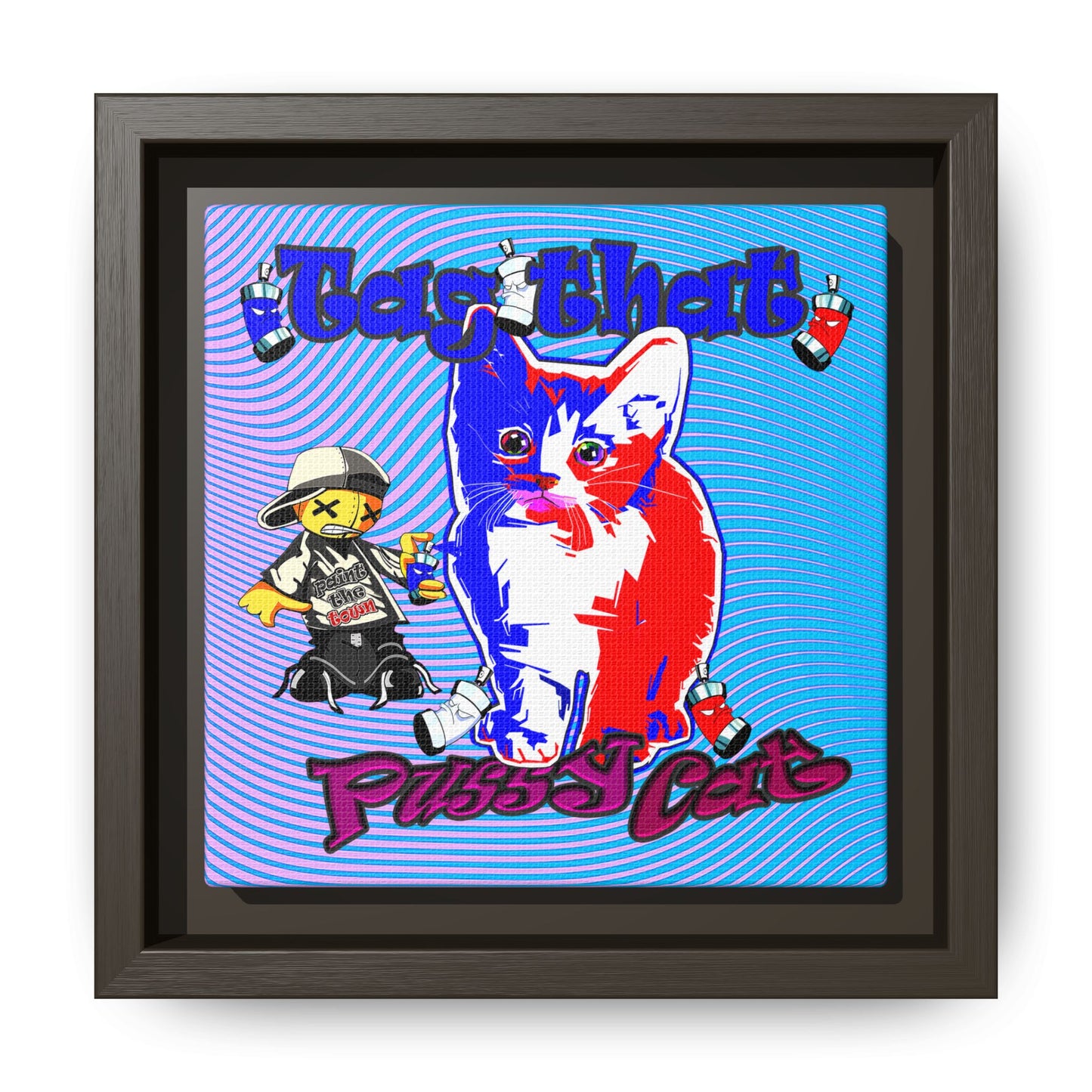 tag that - framed canvas art (light blue-purple wave)