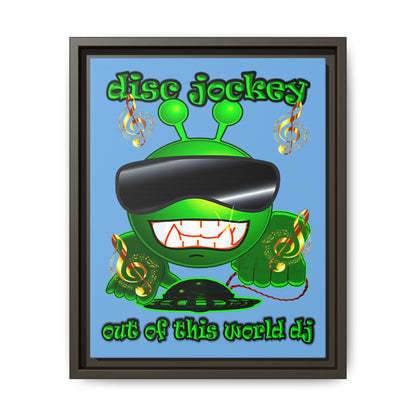 disc jockey - framed canvas art (light blue)
