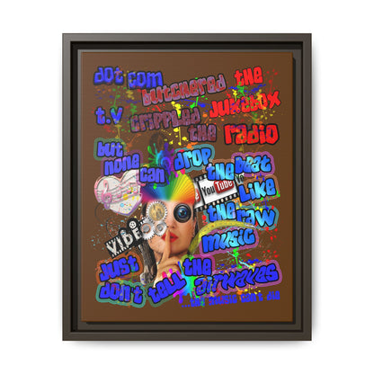 drop the beat - framed canvas art (brown)