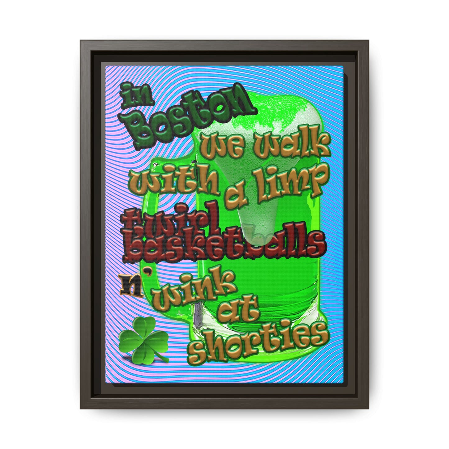 celtics logo - framed canvas art (light blue-purple wave)