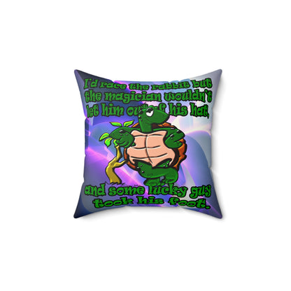 turtle race - Faux Suede Square Pillow - (grey-pink wave)