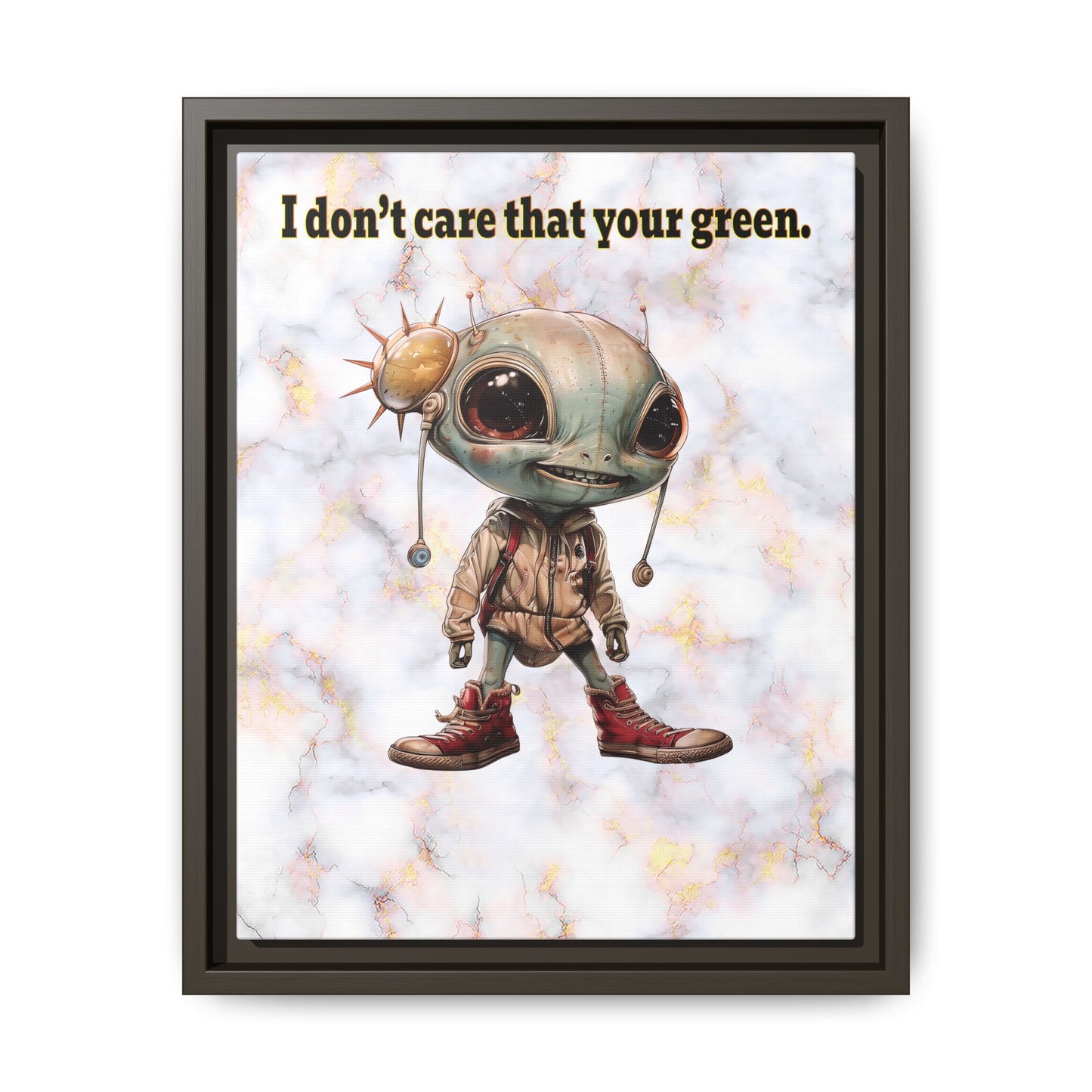 I don't care that your green - framed canvas art (white marble)