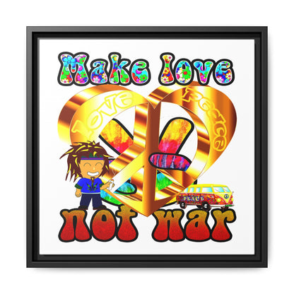 love peace - framed canvas art (white)