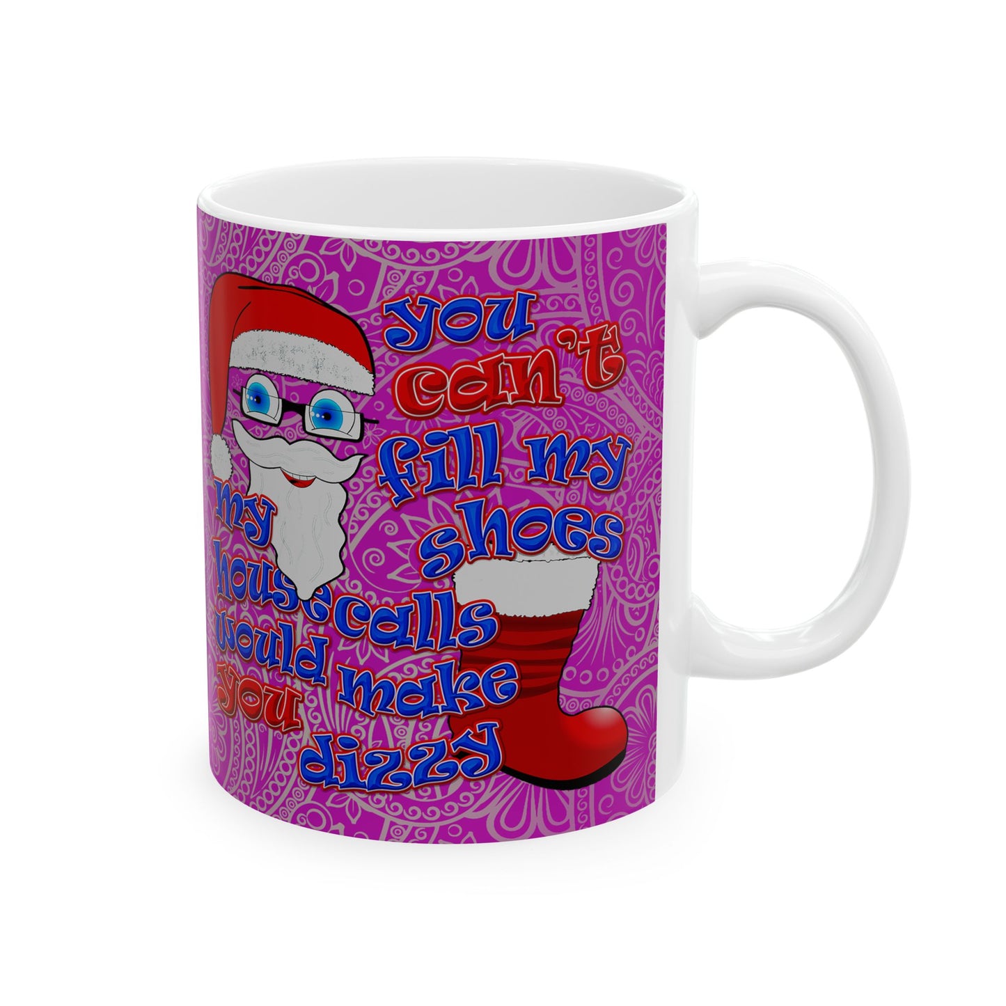 santa's shoes - White Mug (pink swirl)