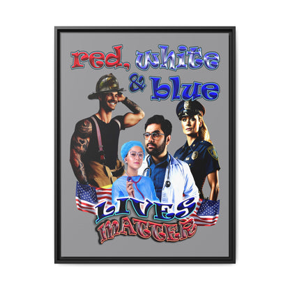 rw&b lives matter - framed canvas art (grey)