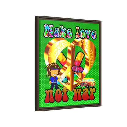 love peace - framed canvas art (logo green)