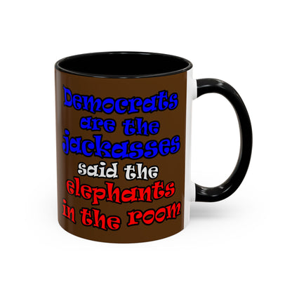 donkeys and elephants - Accent Mug (brown)