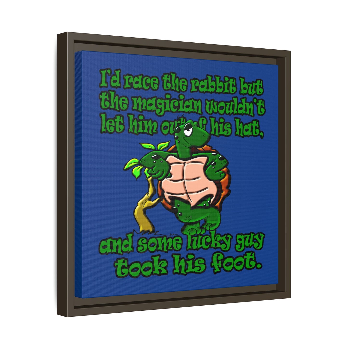 turtle race - framed canvas art (dark blue)