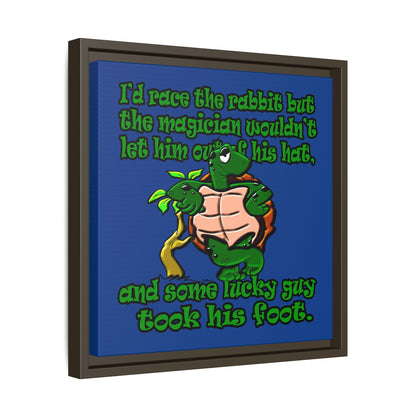turtle race - framed canvas art (dark blue)