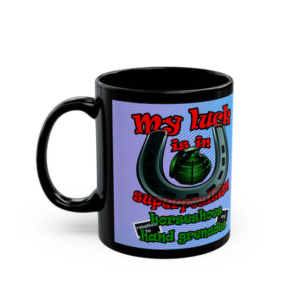 my luck - Black Mug (light blue-purple wave)