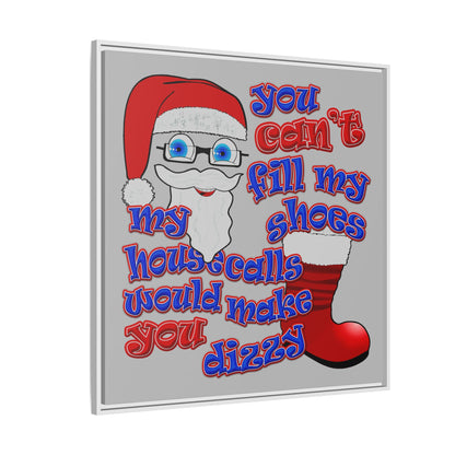 santa's shoes - framed canvas art (light grey)