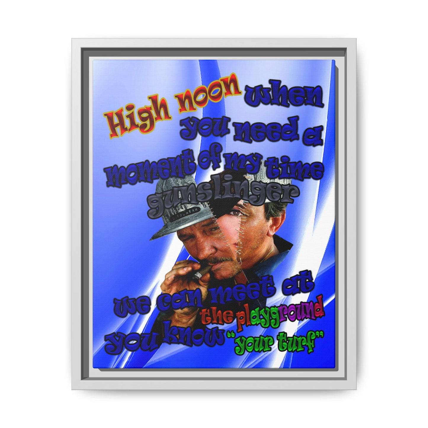 high noon - framed canvas art (blue-white wave)
