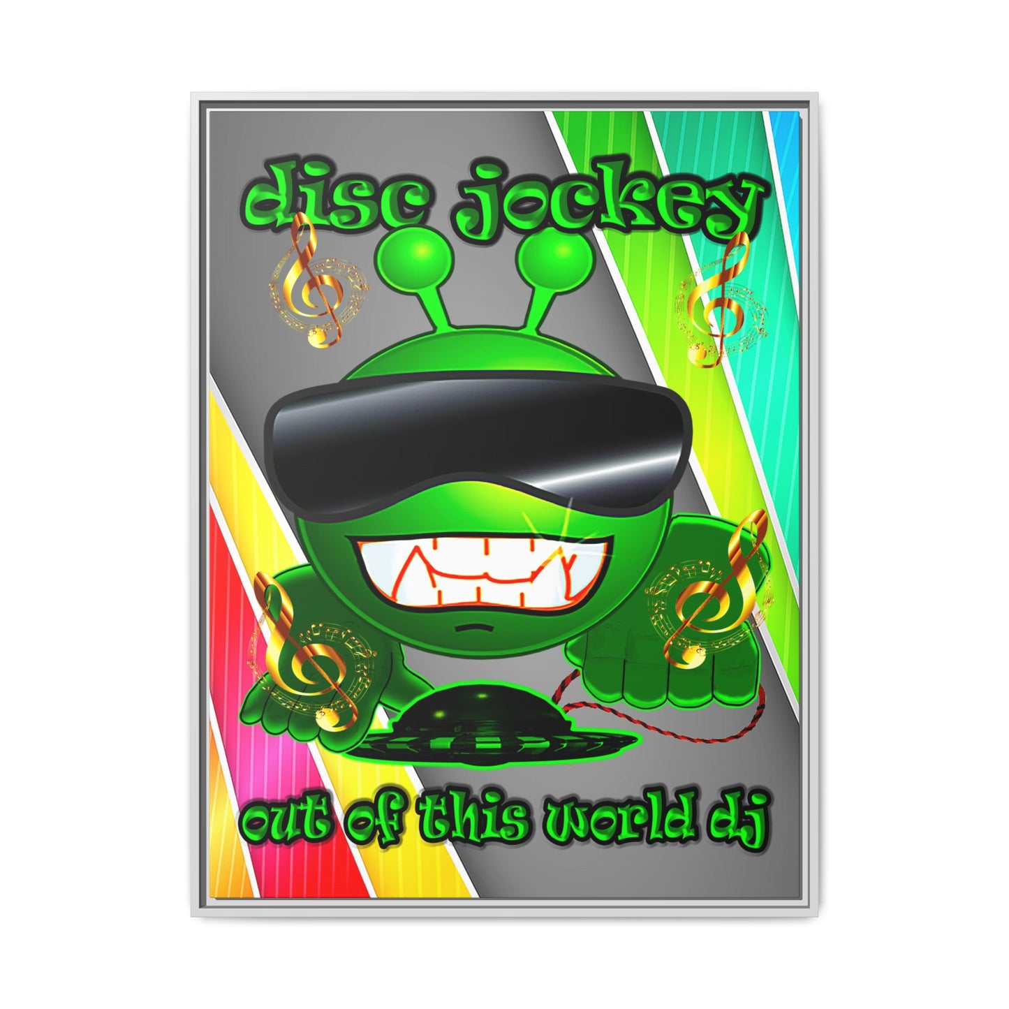 disc jockey - framed canvas art (rainbow split)