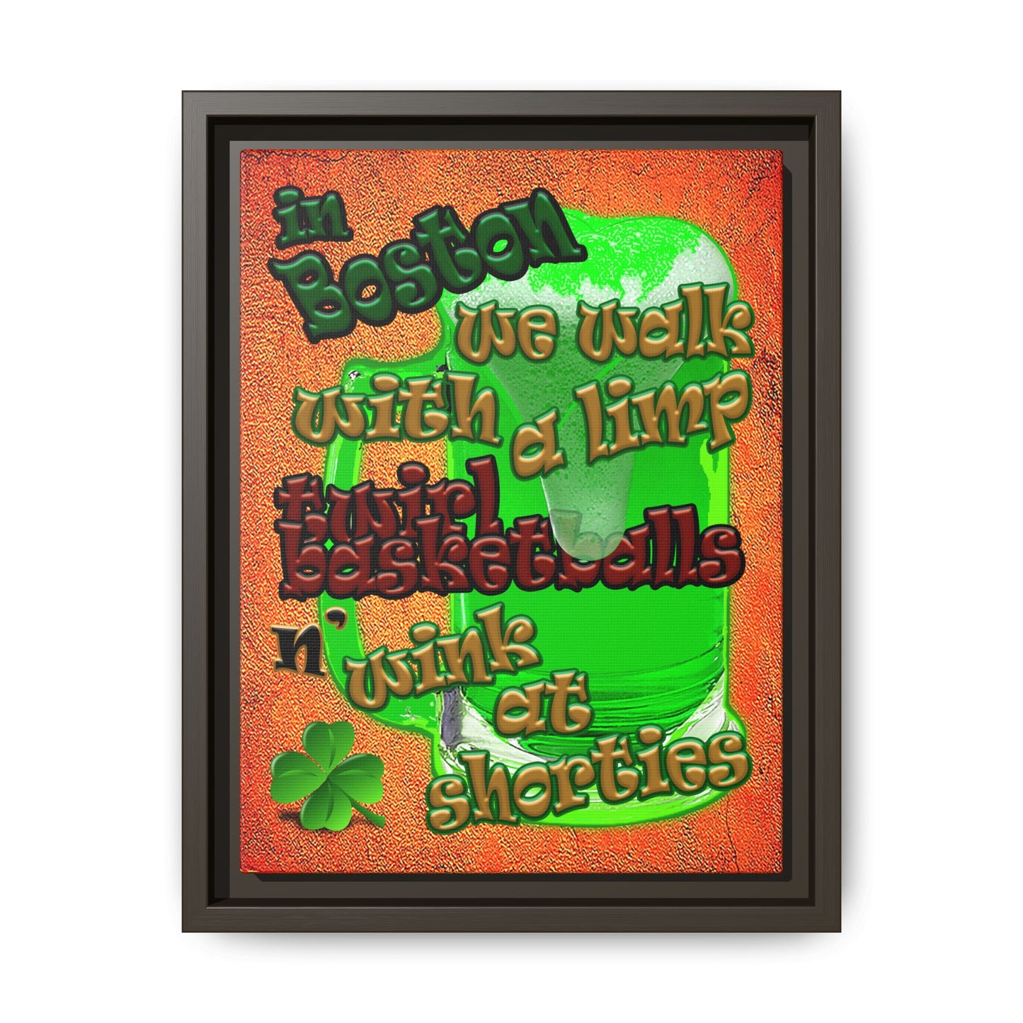 celtics logo - framed canvas art (burnt orange)