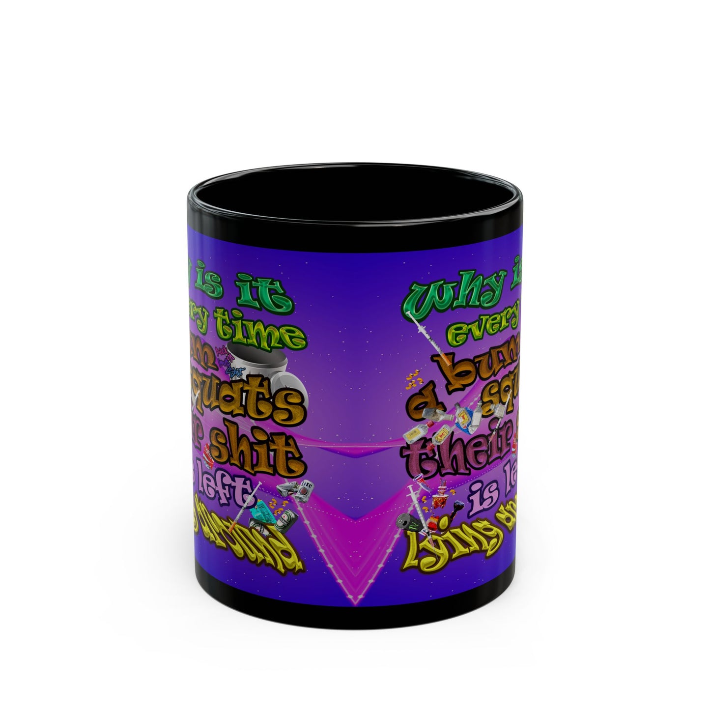 the bum's shit - Black Mug (purple-pink wave)