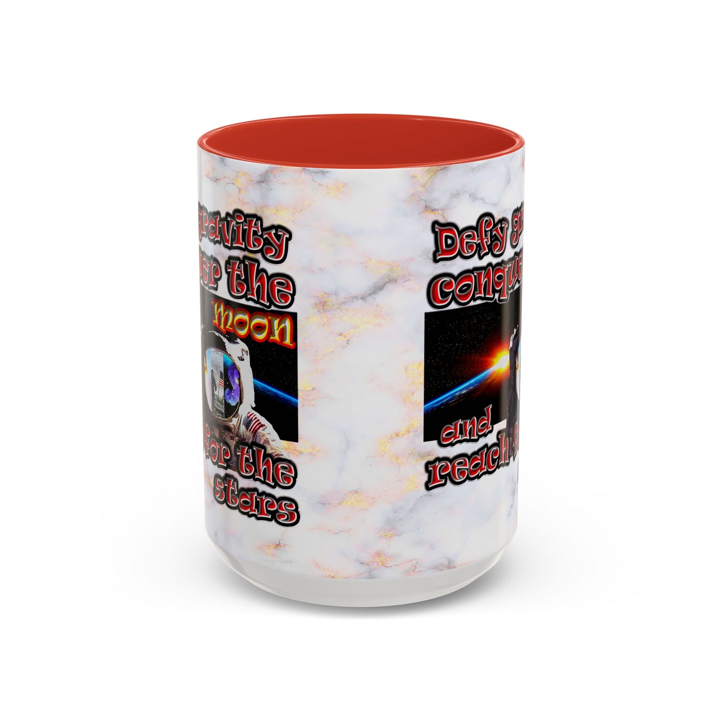 defy conquer reach - Accent Mug (white marble)