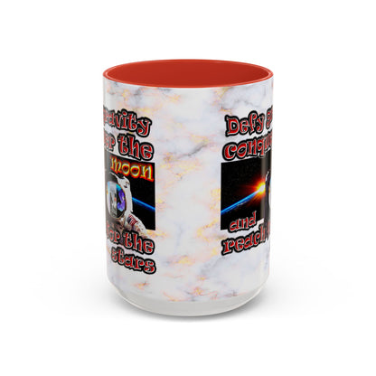 defy conquer reach - Accent Mug (white marble)