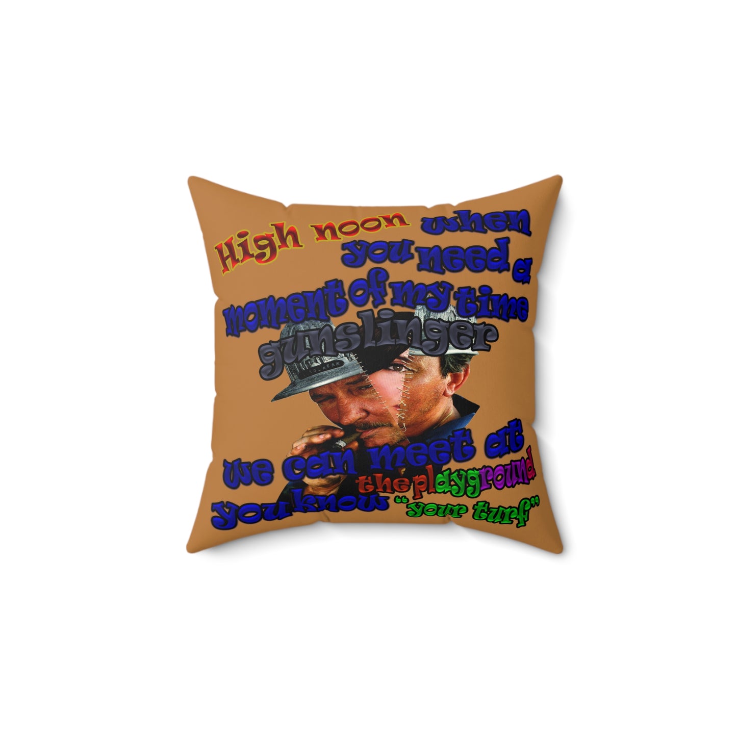 high noon - Faux Suede Square Pillow - (light brown)