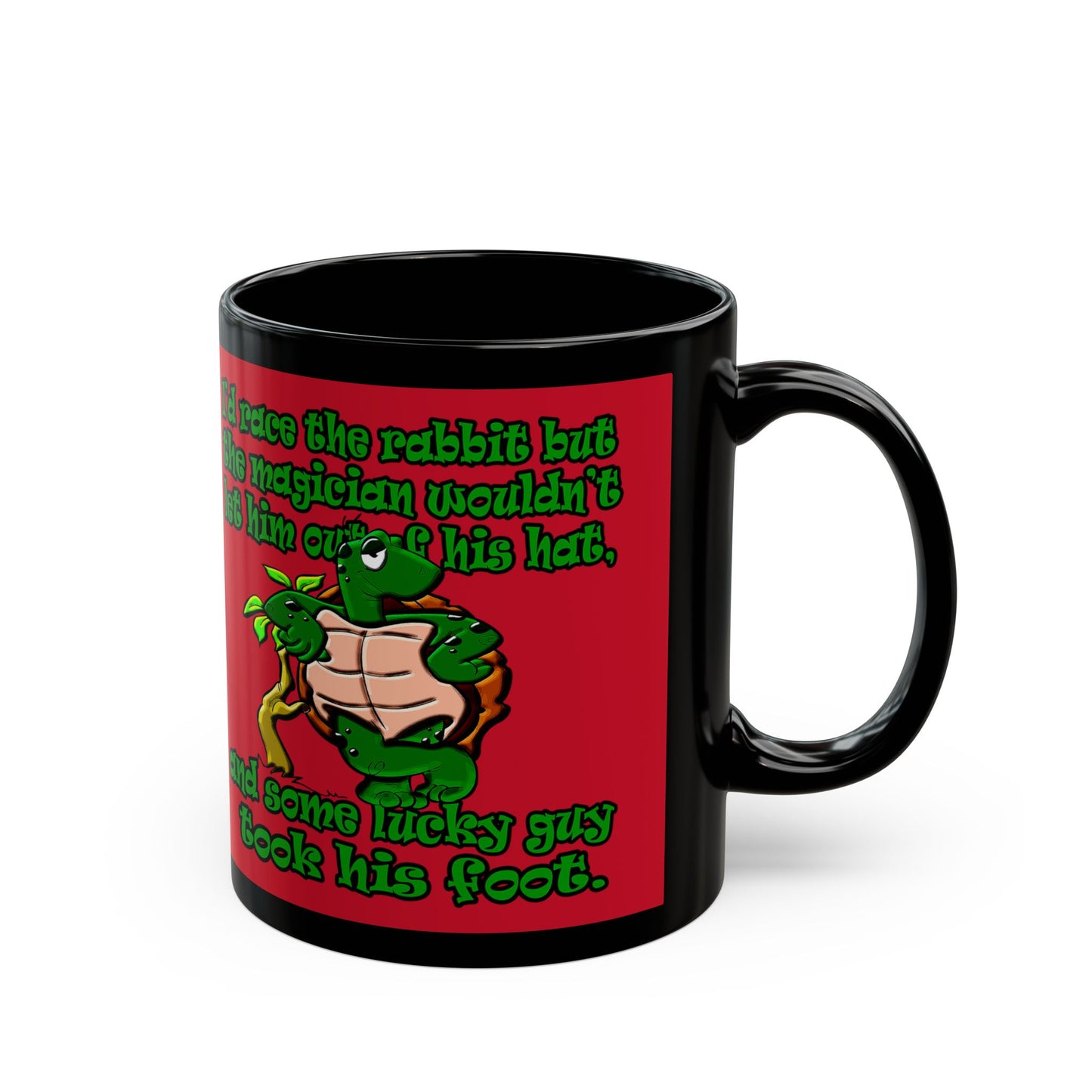 turtle race - Black Mug (dark red)