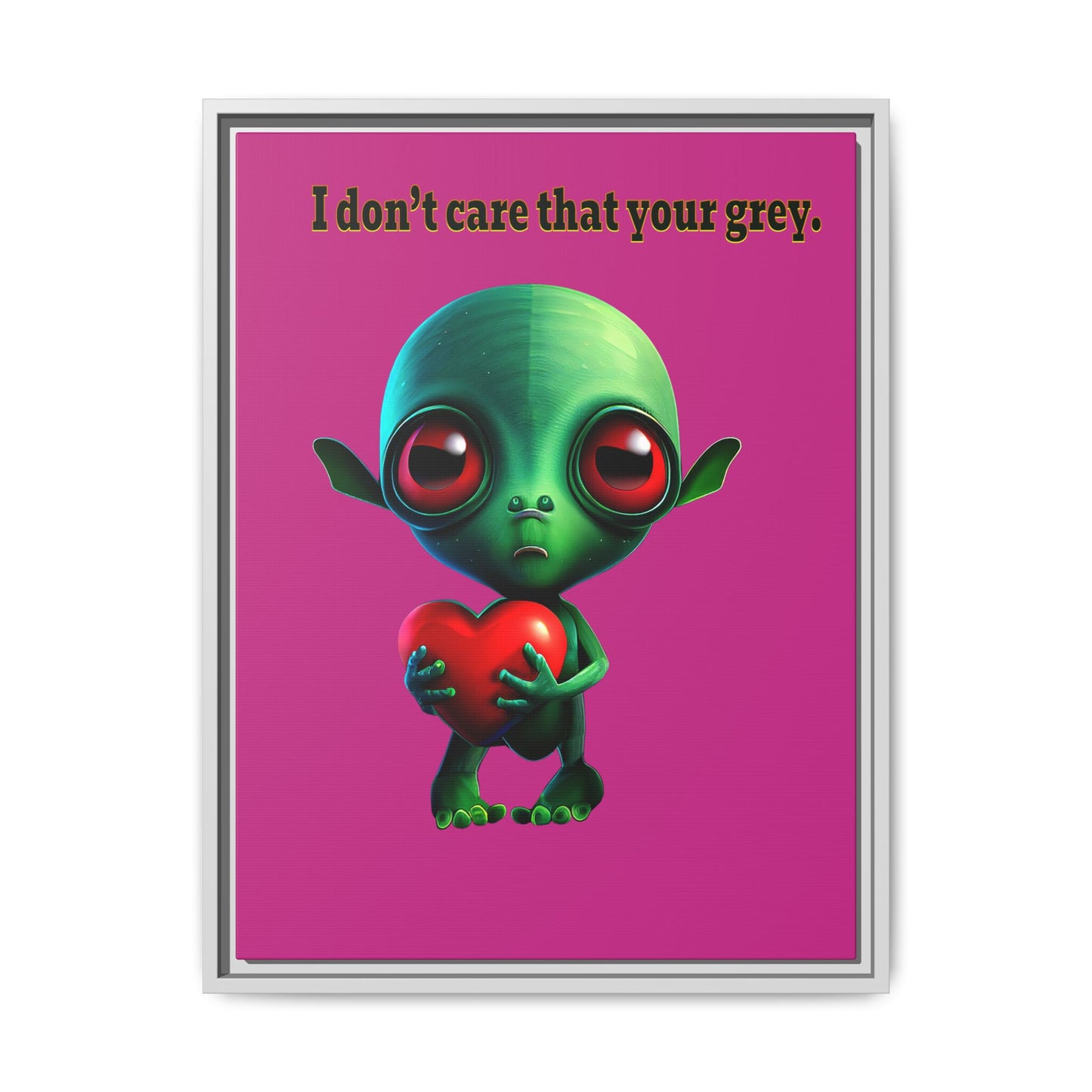 I don't care that your grey - framed canvas art (pink)