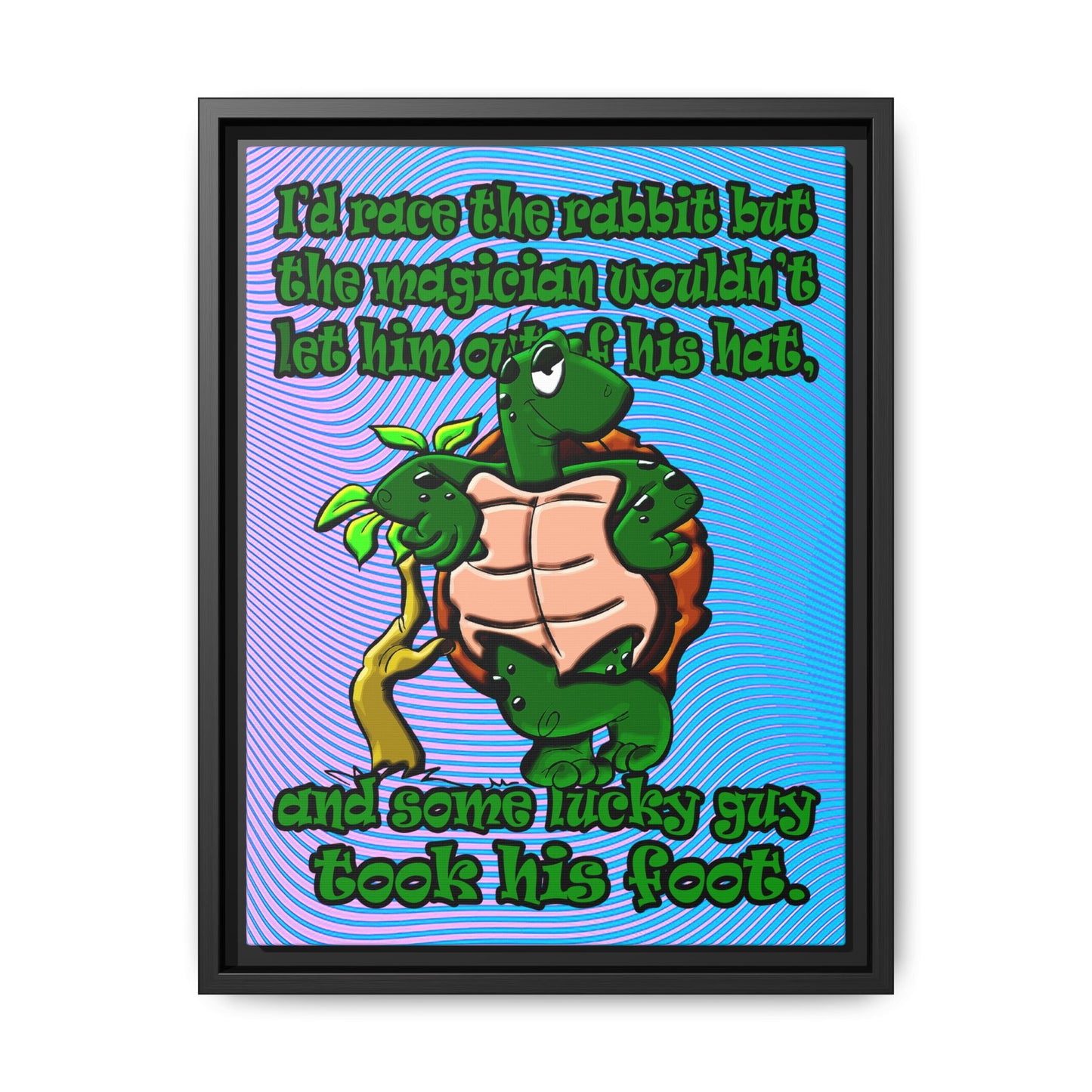 turtle race - framed canvas art (light blue-purple wave)