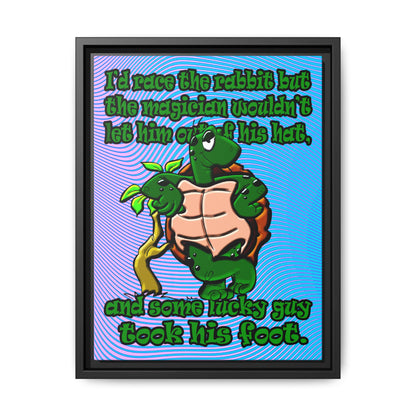 turtle race - framed canvas art (light blue-purple wave)